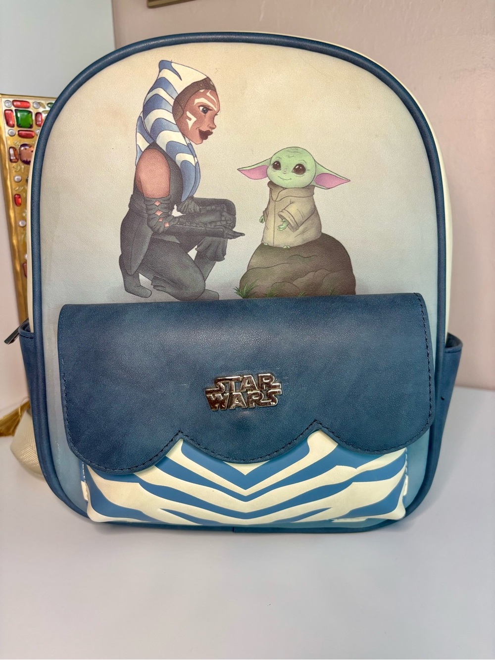 Star Wars Blue & Cream Ahsoka and Grogu Mini Backpack